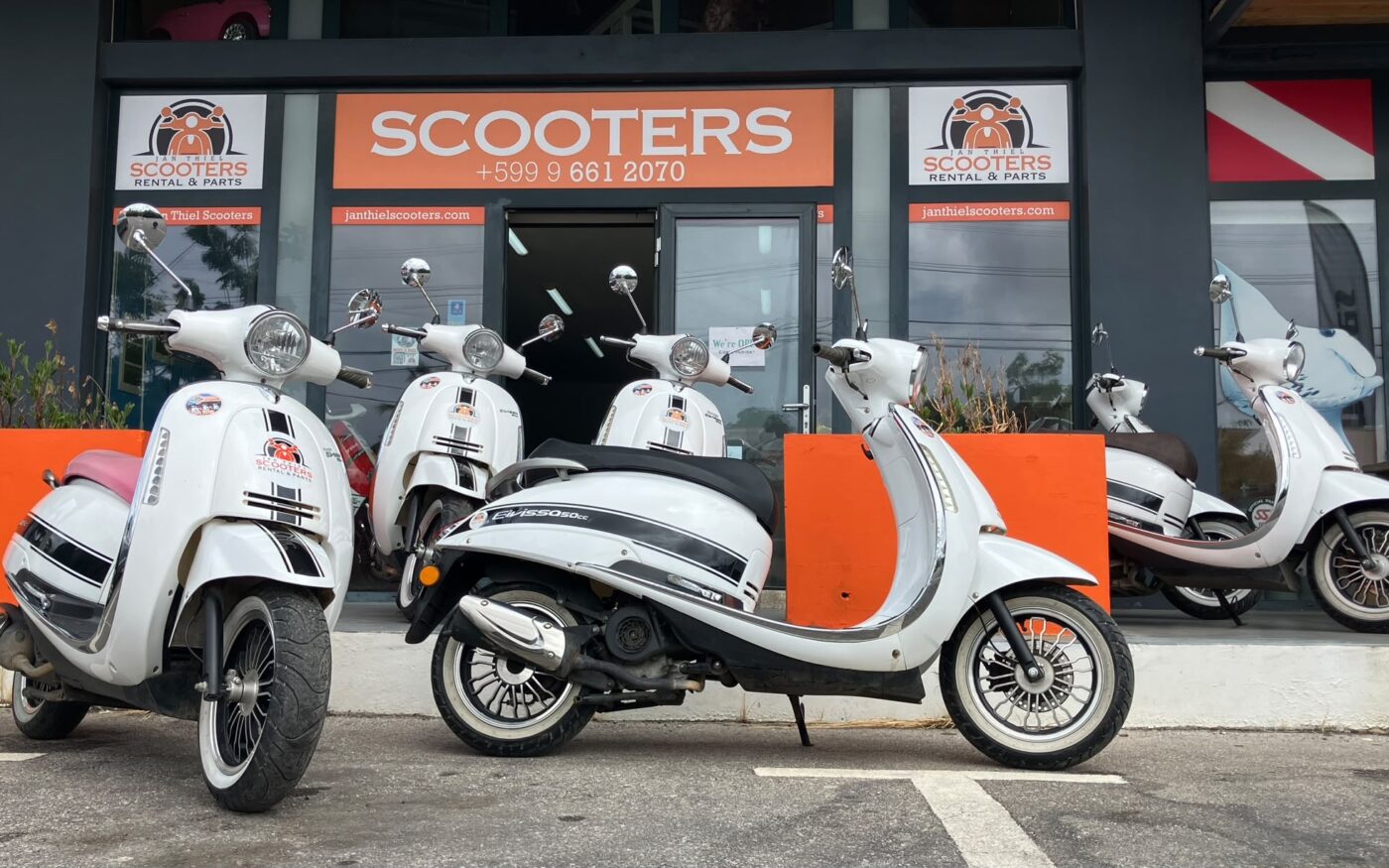 Fleet lineup outside the shop